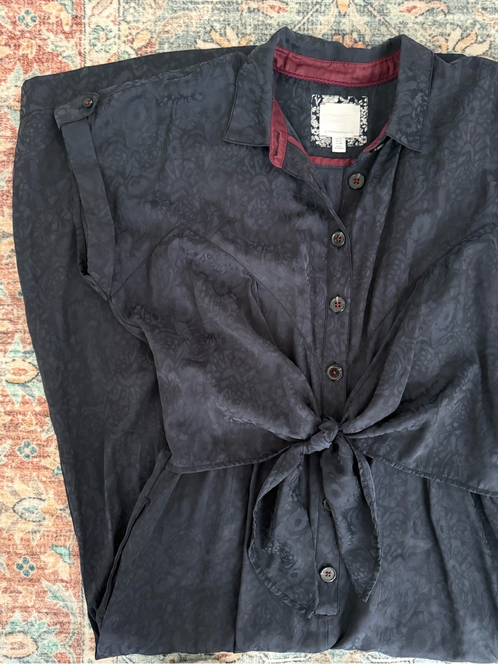 Anthropologie Dark Blue Jumpsuit with Tie Detail